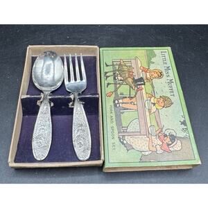 1920’s Standard Silver Co Little Miss Muffet Childs Spoon & Fork Set Silver -C29